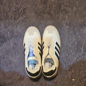 Adidas Kids White and Black Striped Sneakers